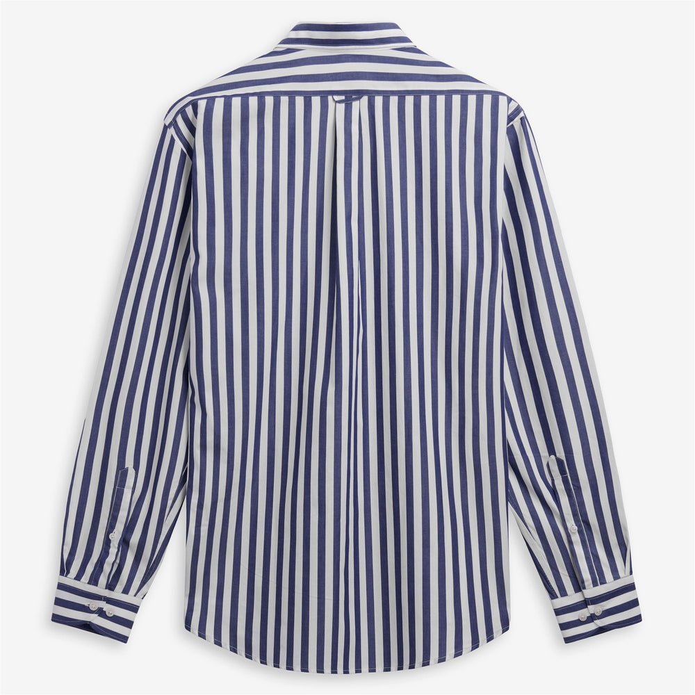 Camicia da yacht classica unisex blu navy con motivo a righe in cotone 02