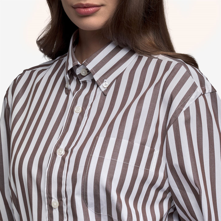 Brown unisex classic yachting shirt with striped design 5
