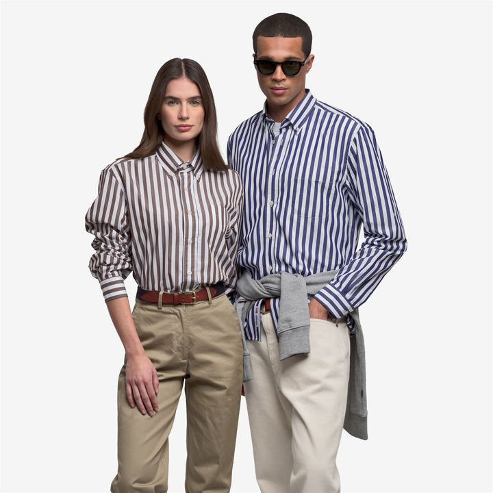 Brown unisex classic yachting shirt with striped design 6