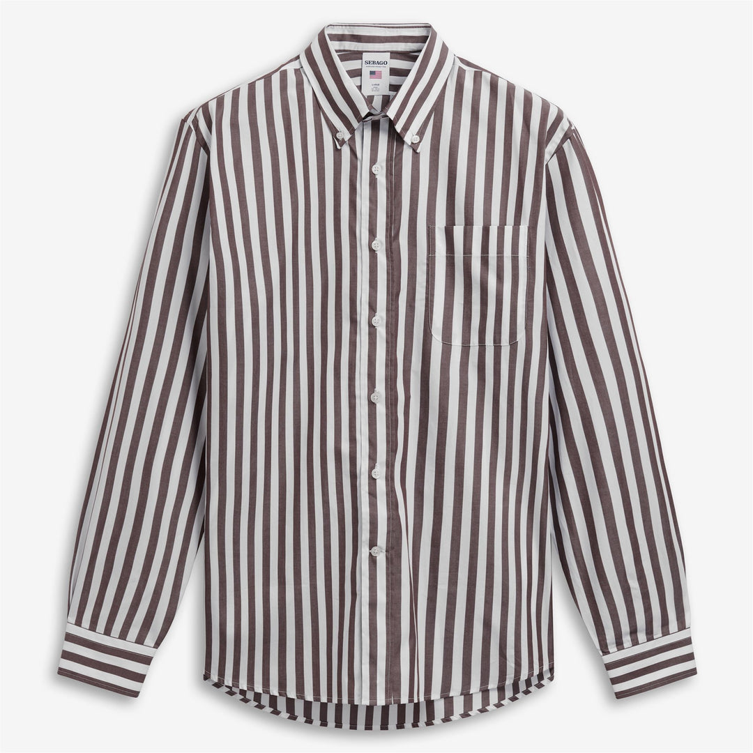 Brown unisex classic yachting shirt with striped design