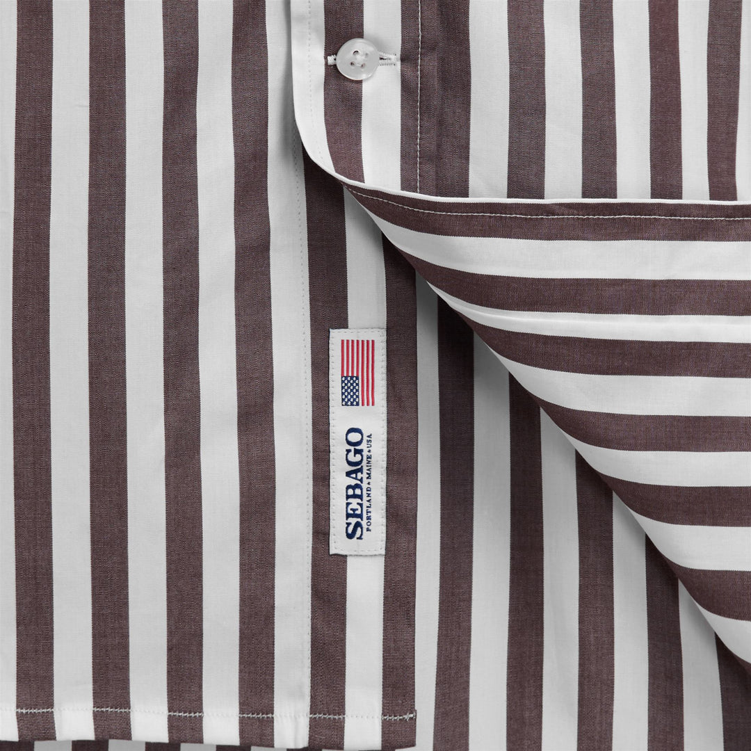 Brown unisex classic yachting shirt with striped design main