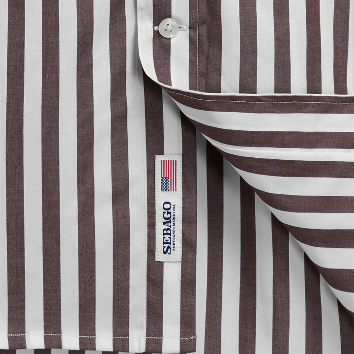 Brown unisex classic yachting shirt with striped design 3