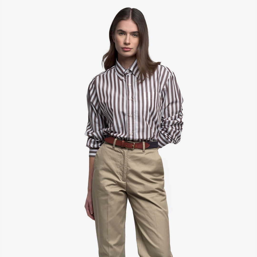 Brown unisex classic yachting shirt with striped design main