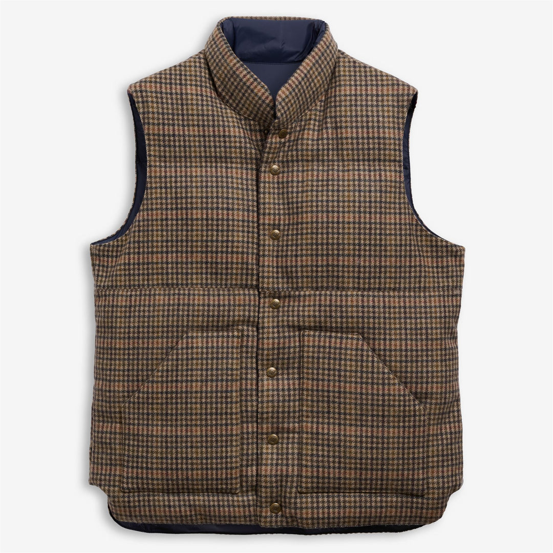 Beige wendbare, wattierte Unisex-Weste mit Hahnentrittmuster main