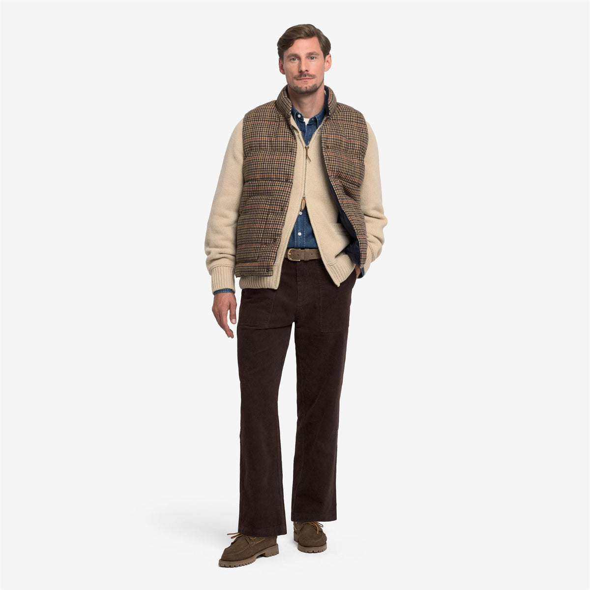 Beige Unisex Wool Reversible Padded Gilet