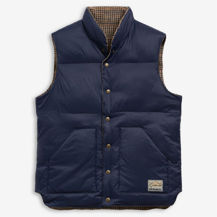 Beige wendbare, wattierte Unisex-Weste mit Hahnentrittmuster 2