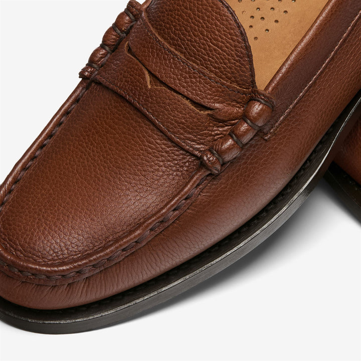 Dark Brown Men's Leather Moccasin Loafers with Hand-Stitched Design 6