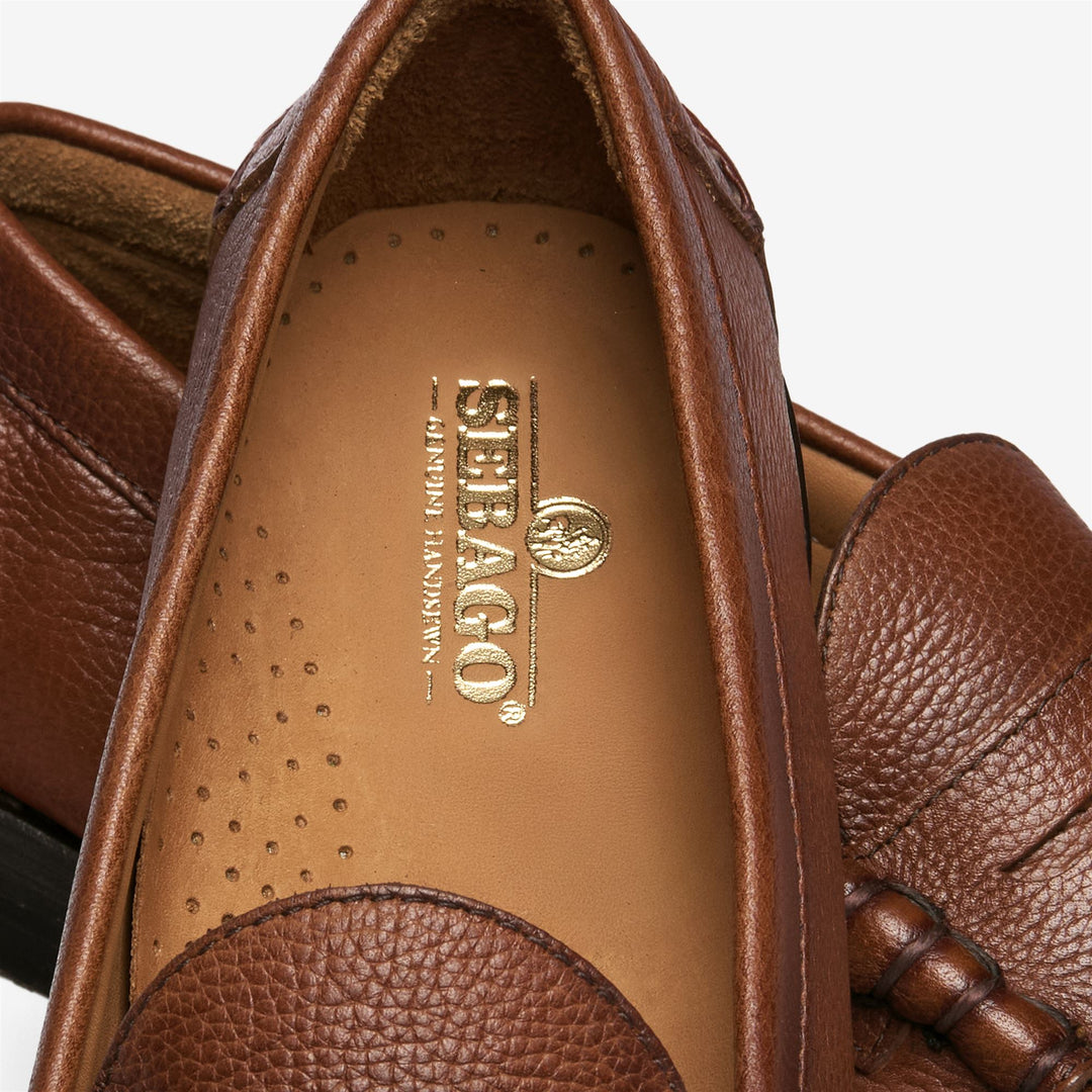 Dark Brown Men's Leather Moccasin Loafers with Hand-Stitched Design main