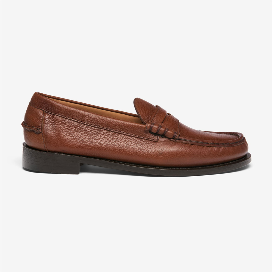 Dark Brown Men's Leather Moccasin Loafers with Hand-Stitched Design main