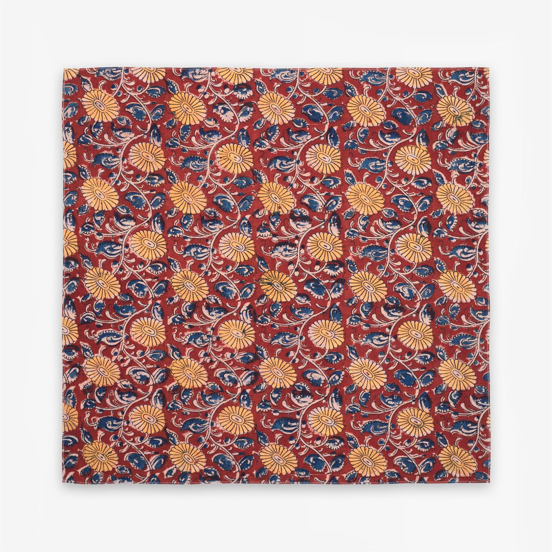 Bandana unisex in cotone, rossa e gialla, realizzata a mano. 01