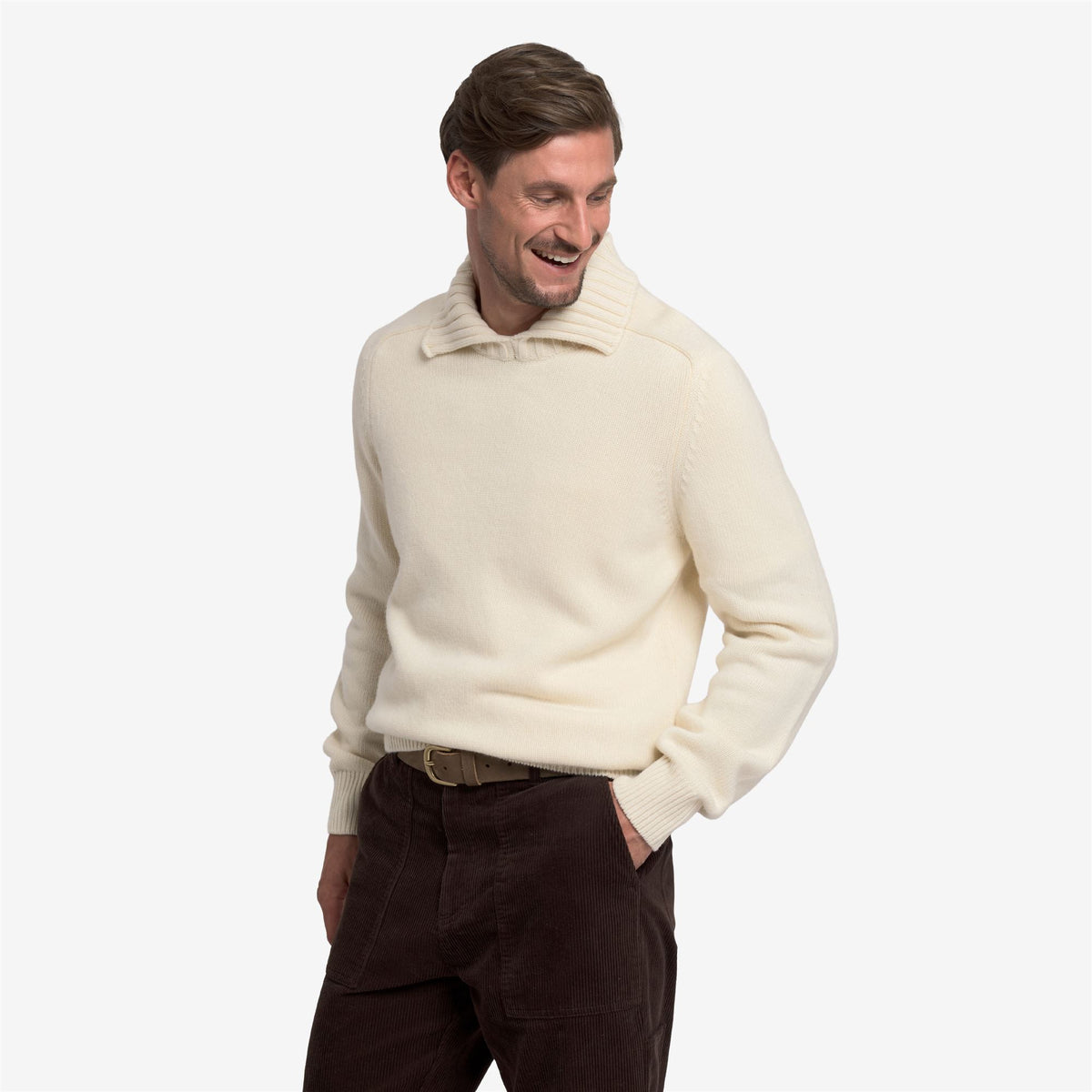 White Unisex Wool Knitwear Sweater