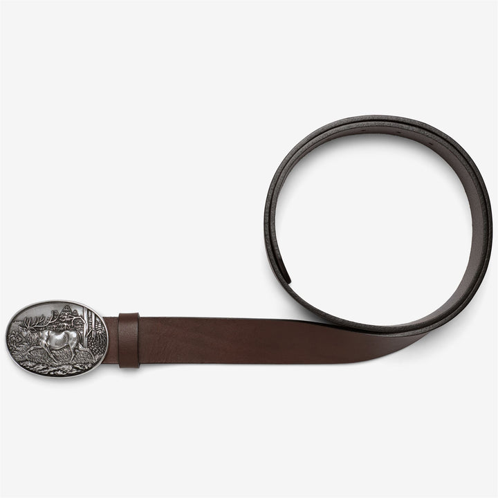 Brown Men's Leather Belt with Unique Buckle Detail 1