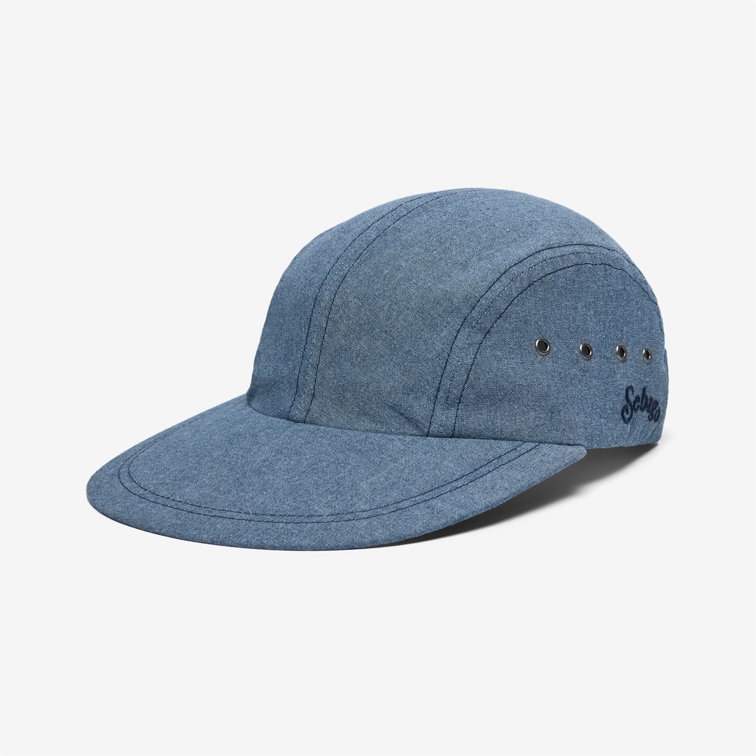 Indigoblauer Unisex-Segelhut aus Chambray mit Visier 01