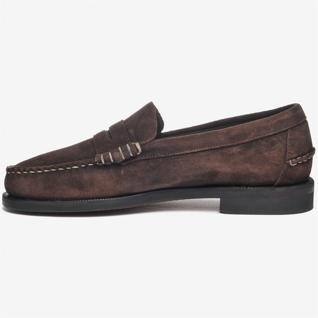 Dark Brown Men's Business Moccasin Loafers with Leather Upper main