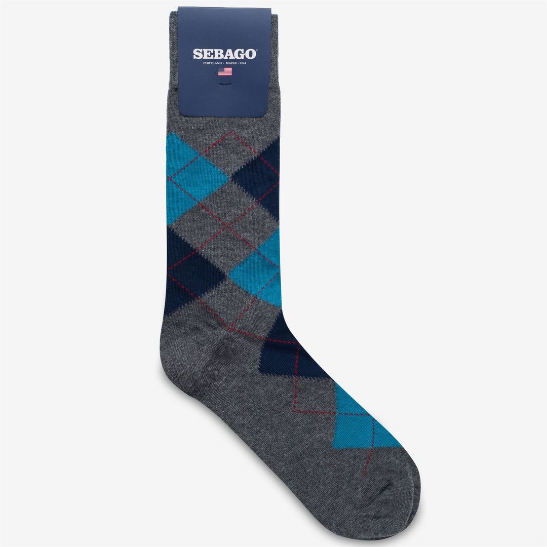 Grey Blue Men's Fancy Ankle Leisure Socks 01