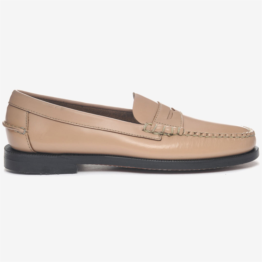 Mocasines de cuero beige y amarillo para mujer 01