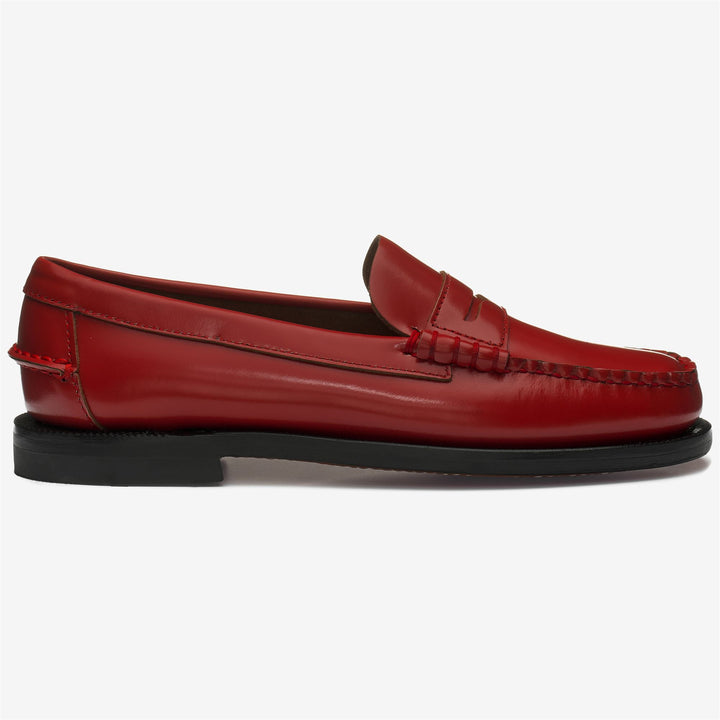 Mocasines de cuero rojo oscuro para mujer 1