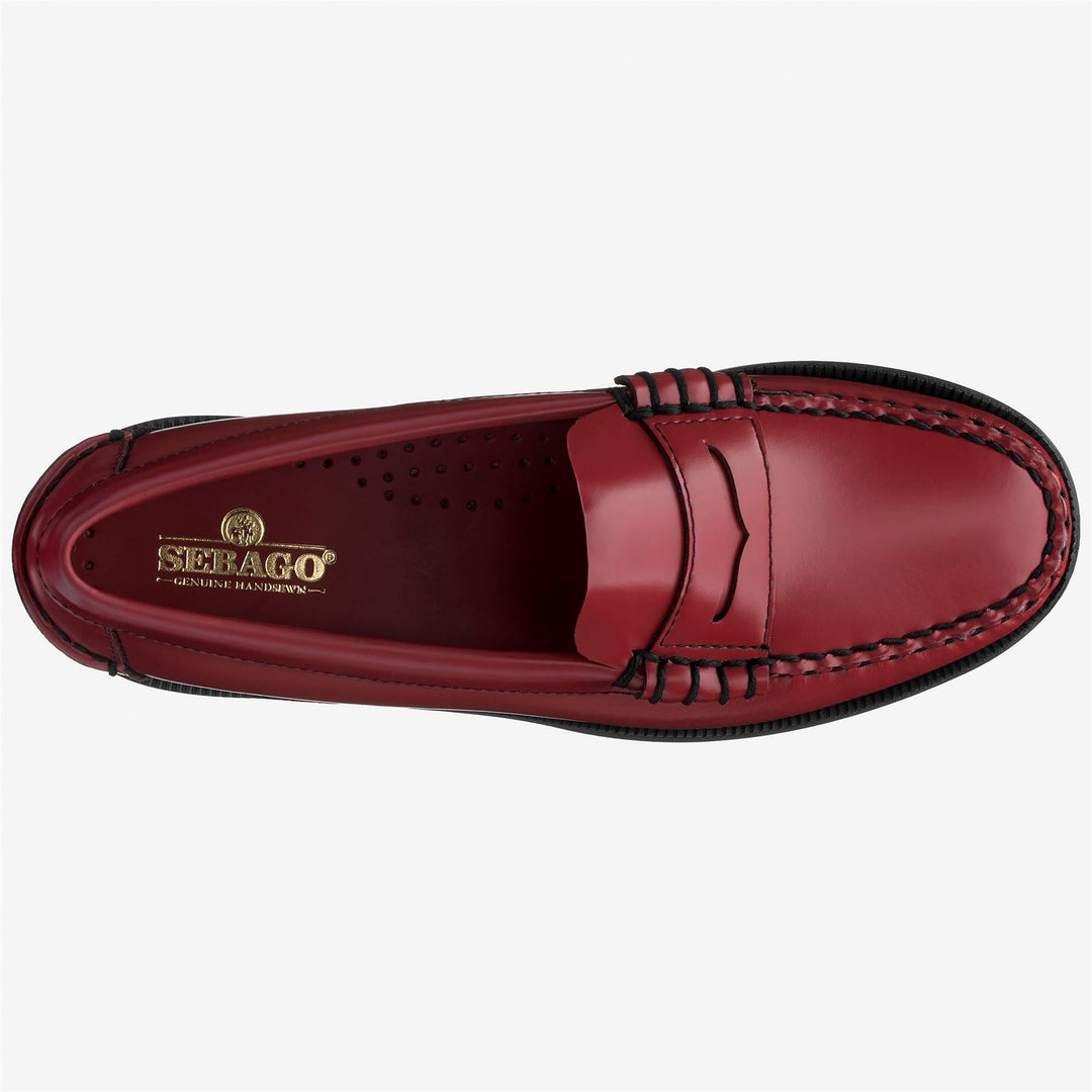 Red Women's Leather Moccasin Loafers with Waterproof Sole main