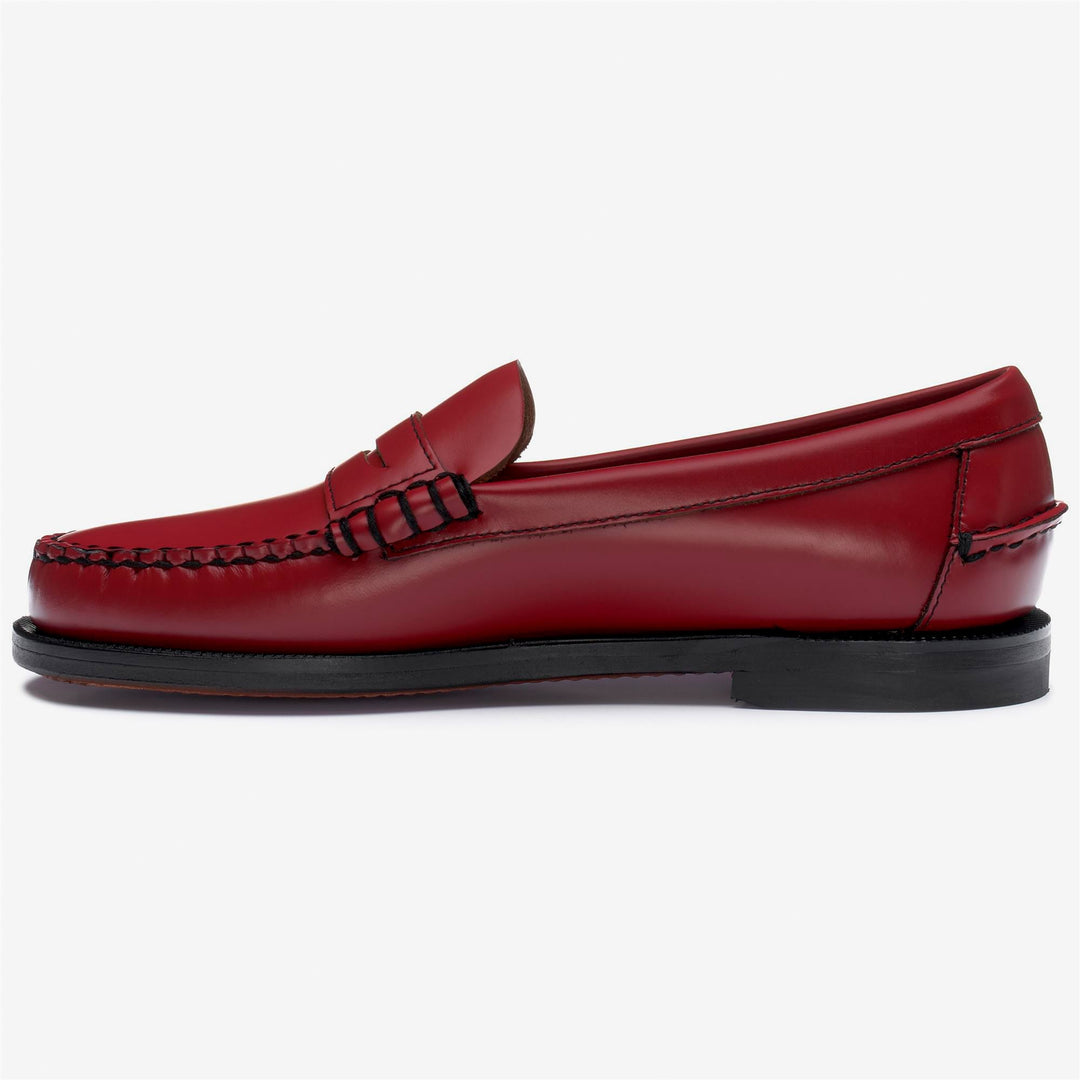 Red Women's Leather Moccasin Loafers with Waterproof Sole main