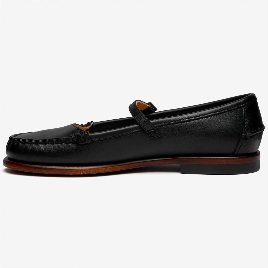 Ballerines mocassins en cuir noir pour femme, idéales pour un usage quotidien main