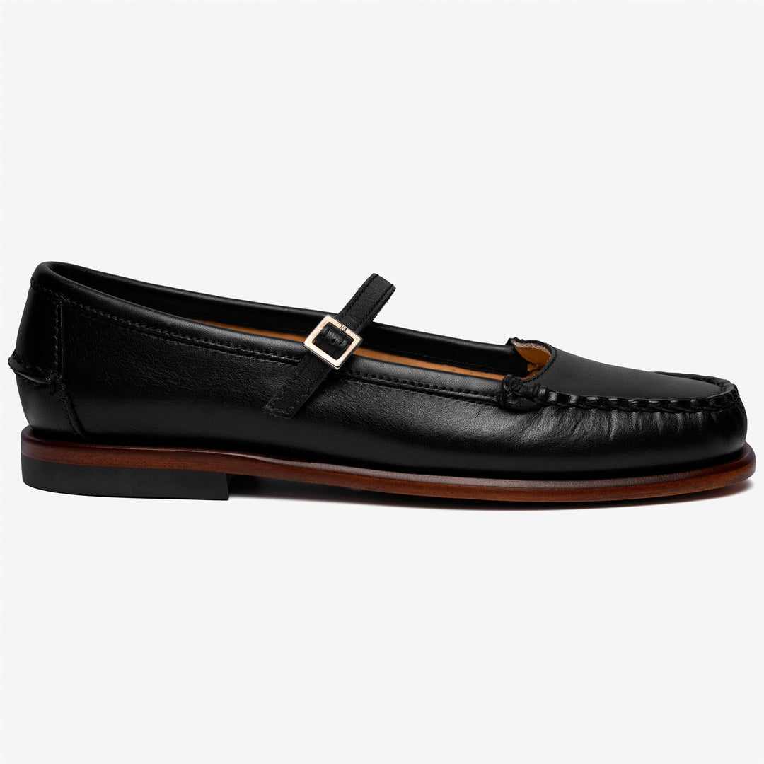Schwarze Damen-Mokassin-Ballerinas aus Leder für die Freizeit 01