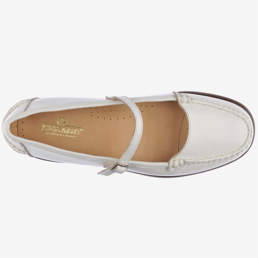 Ballerines mocassins en cuir gris et blanc pour femme main