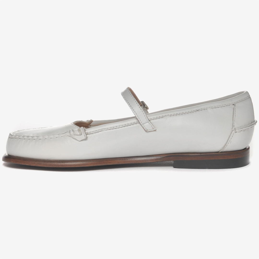 Grey White Women's Leather Moccasin Ballet Flats main