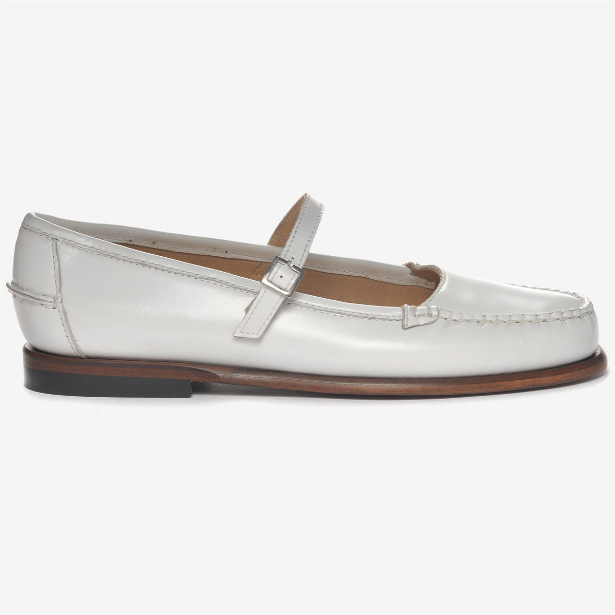 White Women's Leather Ballet Flat