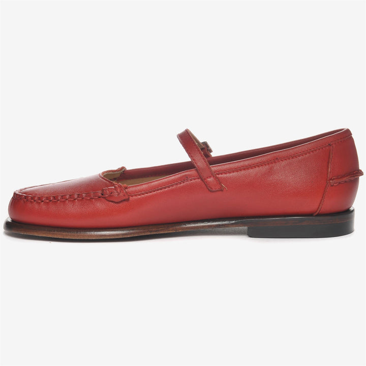 Ballerines mocassins en cuir rouge marron pour femme, idéales pour un usage décontracté 3