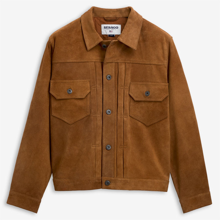 Veste de loisirs unisexe marron en daim avec poches à rabat 1