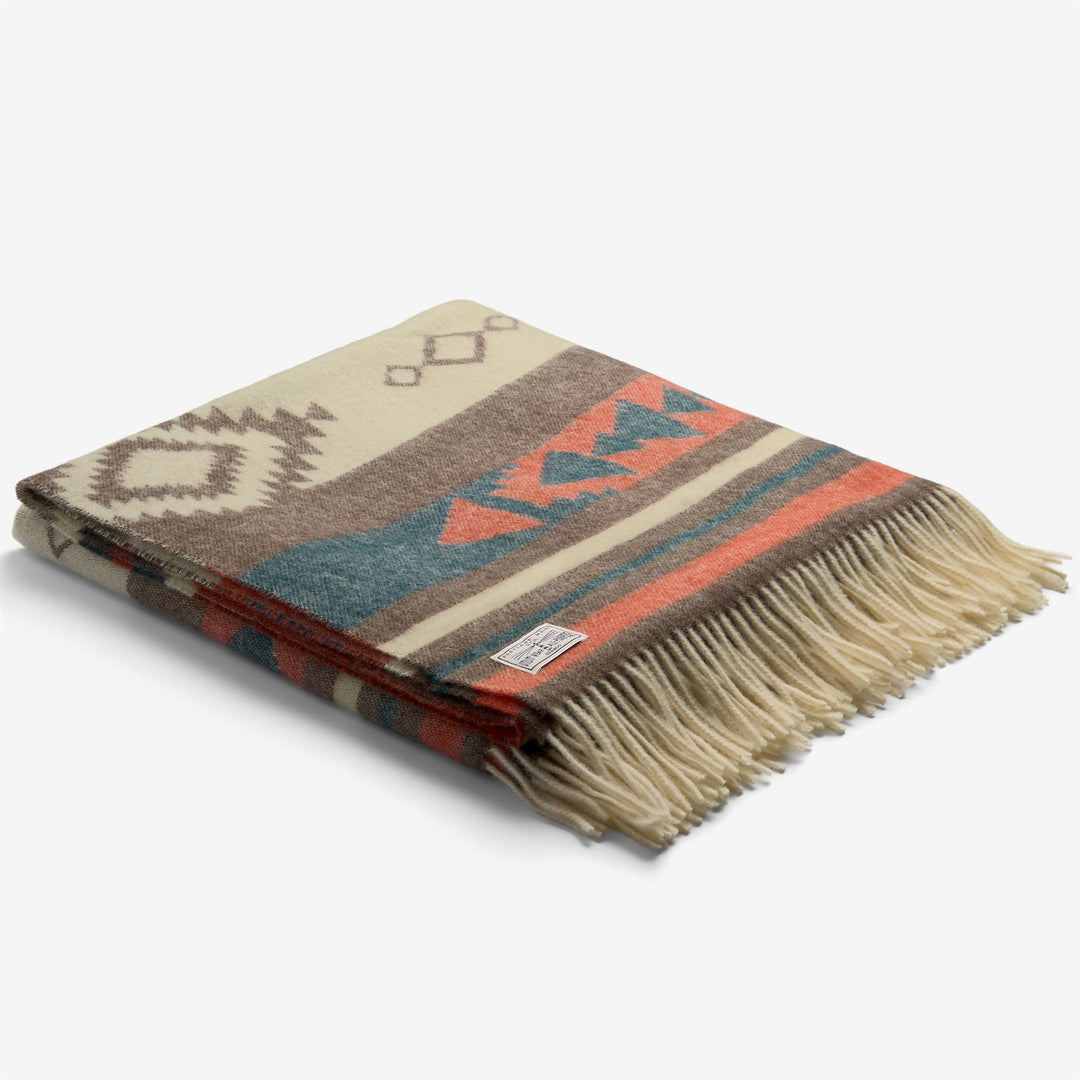 Manta unisex de ocio multicolor marrón con textura de lana. 01