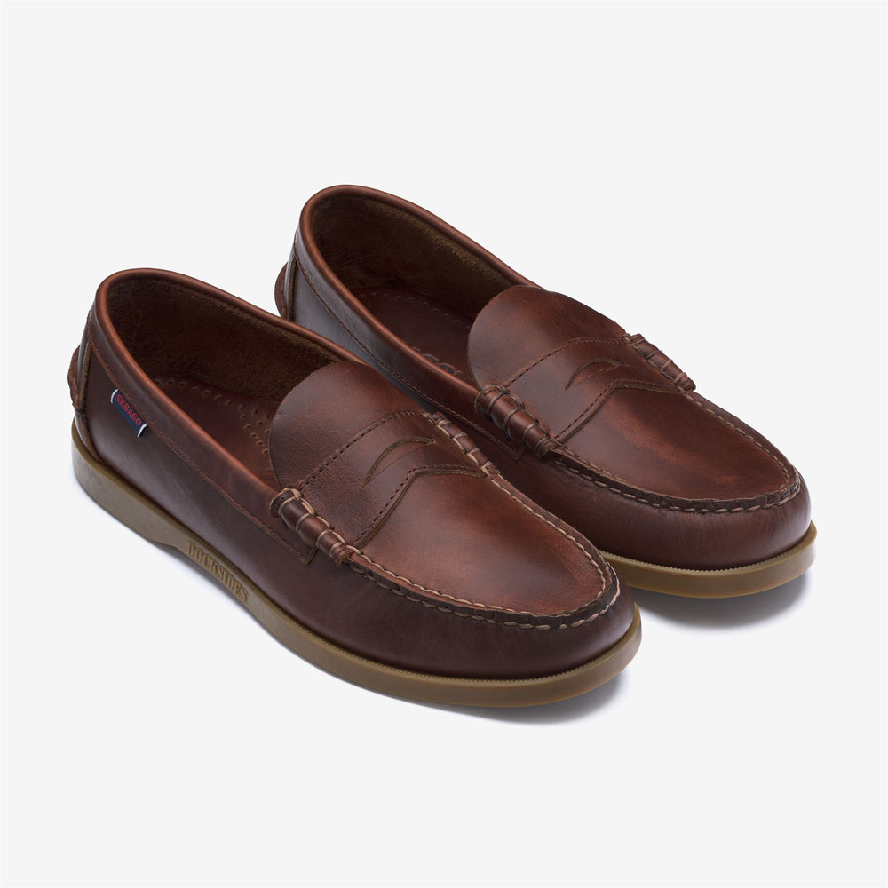 Mocassini slip-on da uomo in stile nautico marroni con suola antiscivolo 02