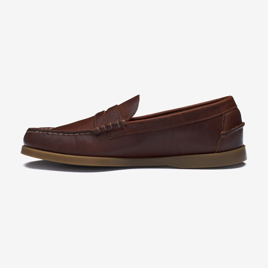 Mocassini slip-on da uomo in stile nautico marroni con suola antiscivolo main