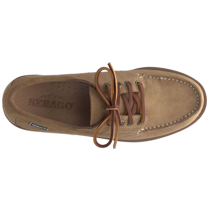 Mocasines bajos de ante beige para mujer con suela ligera 4