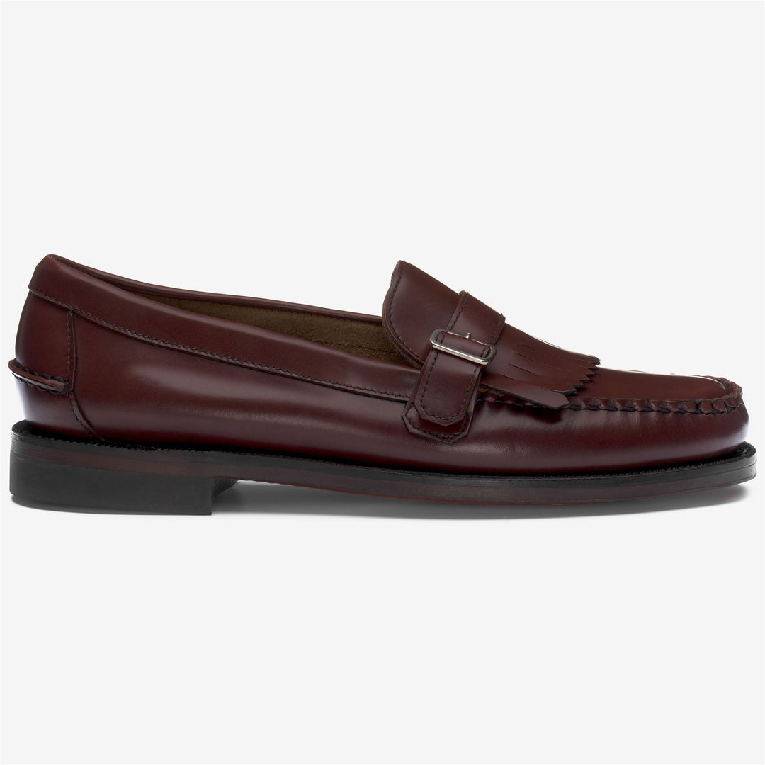 Braune Herren-Mokassins aus elegantem Leder mit markanten Fransen 01