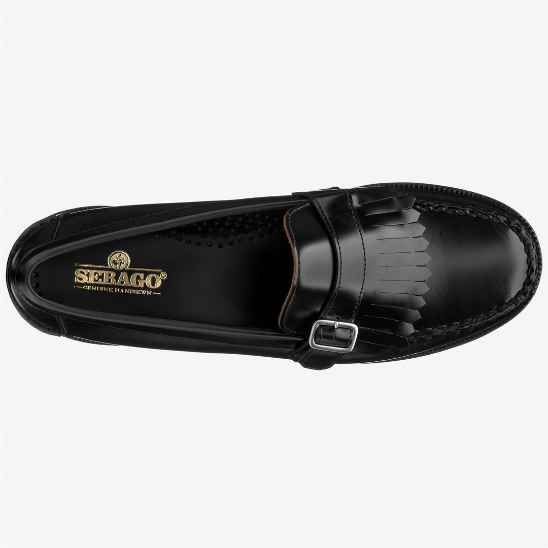 Mocasines negros de piel para hombre con detalle cosido a mano main