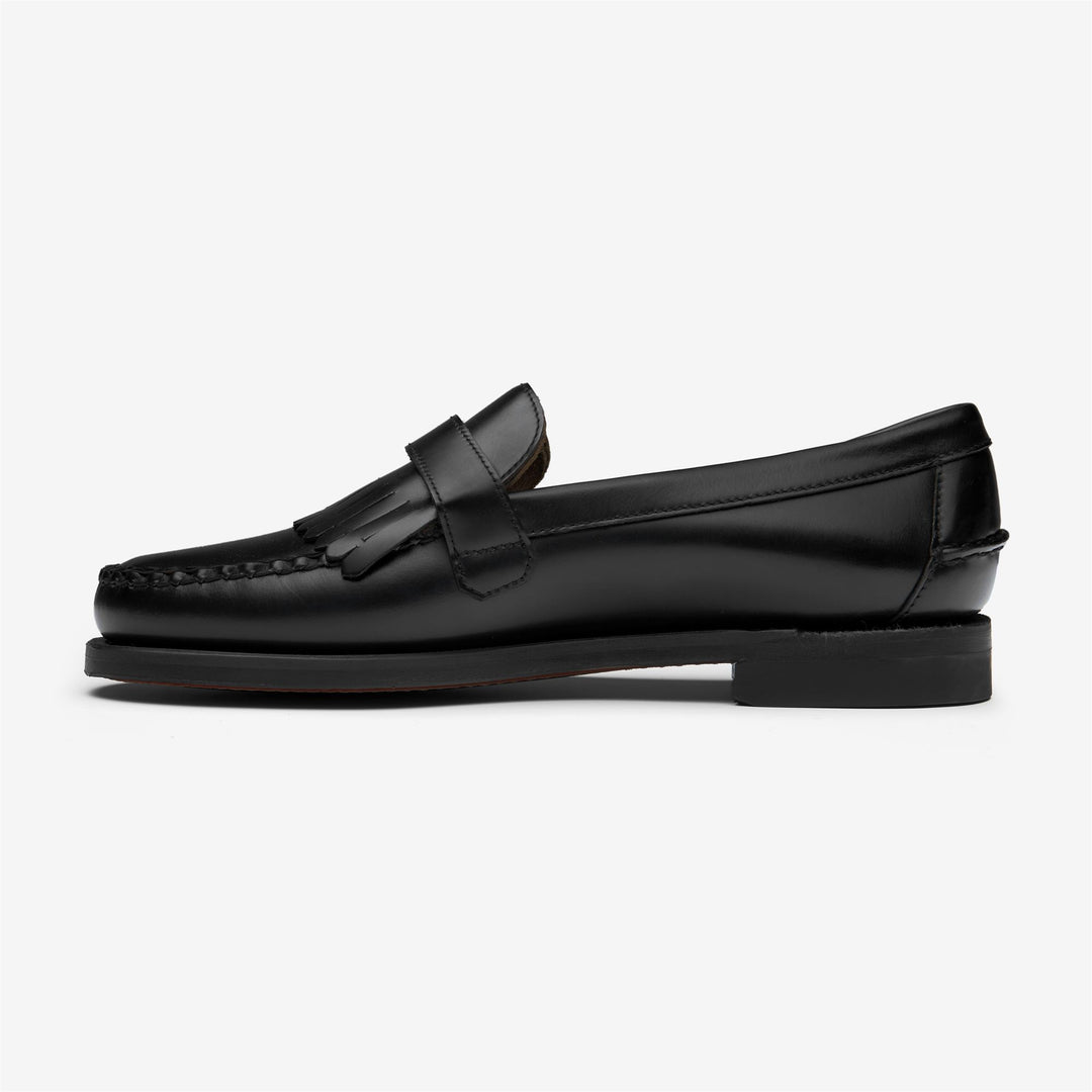 Mocassins en cuir noir pour homme avec détails cousus à la main main
