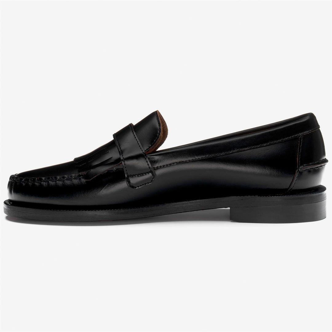 Mocasines negros de piel para hombre con detalle cosido a mano main