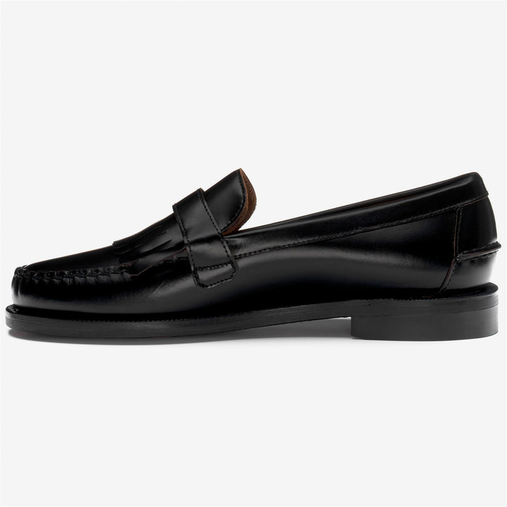 Mocasines negros de piel para hombre con detalle cosido a mano 3