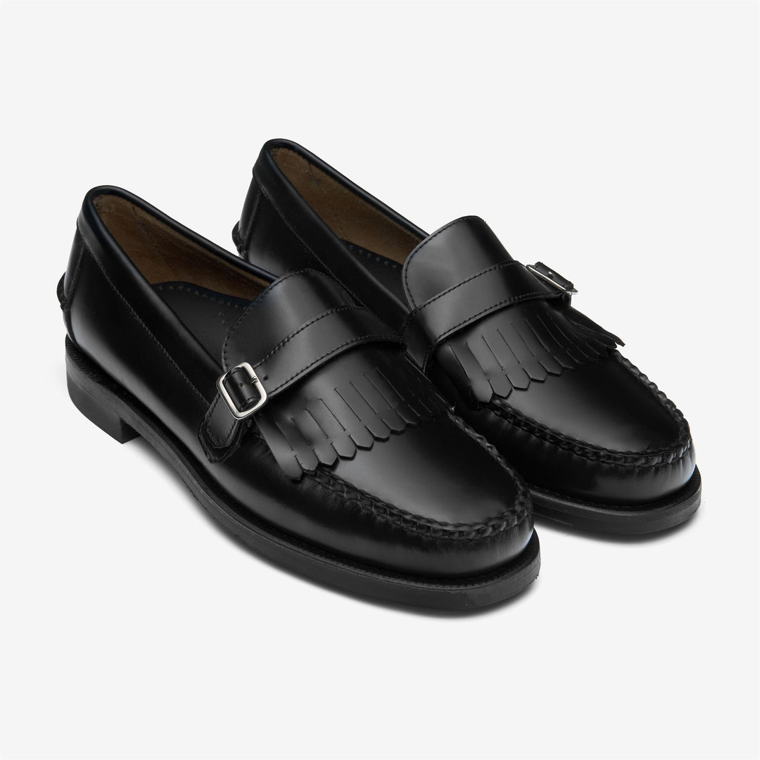 Mocassins en cuir noir pour homme avec détails cousus à la main main