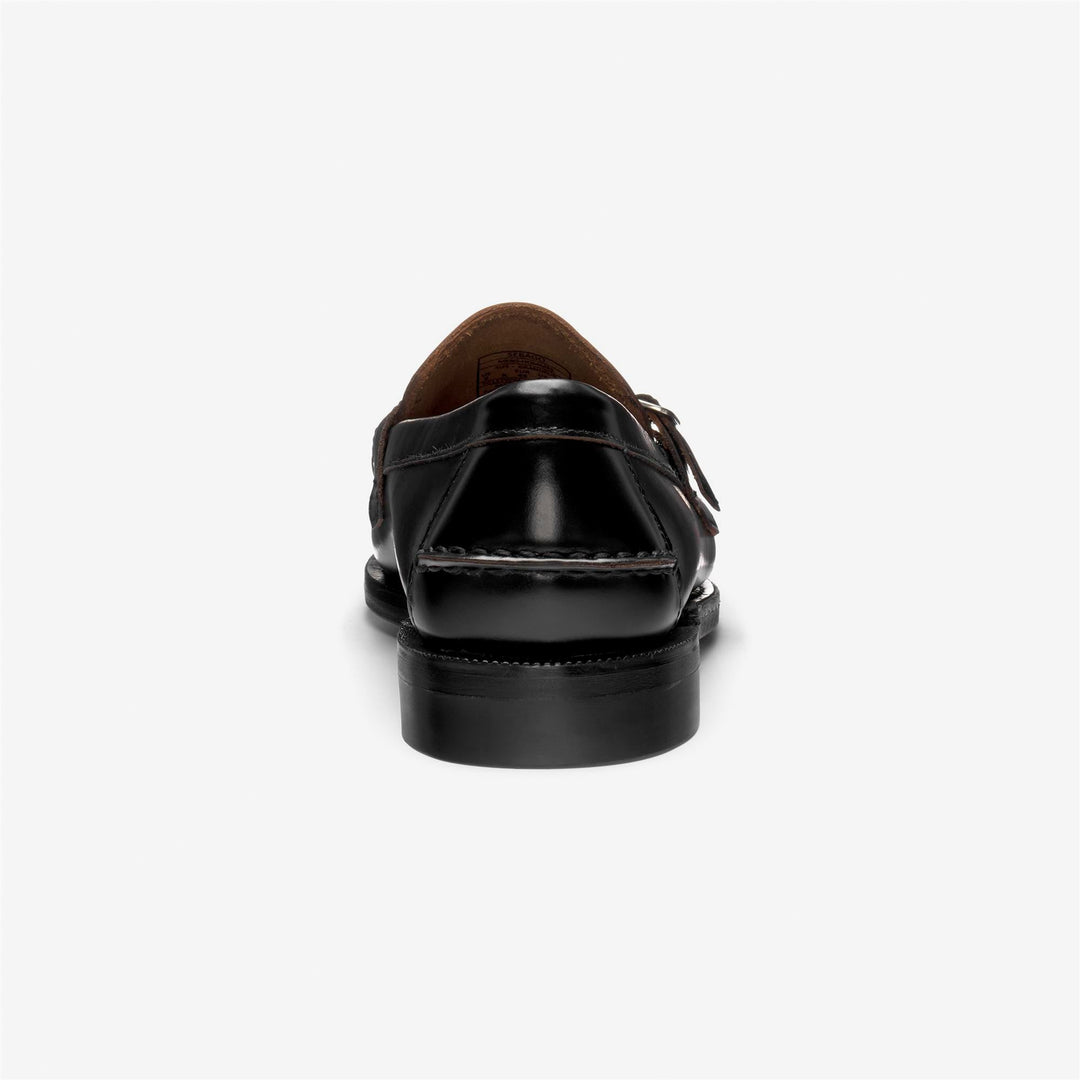 Mocasines negros de piel para hombre con detalle cosido a mano main
