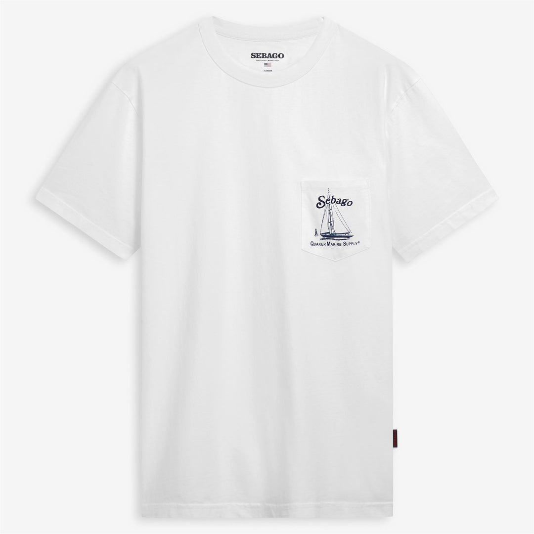 Weißes Unisex-Segel-T-Shirt mit Brusttasche 01