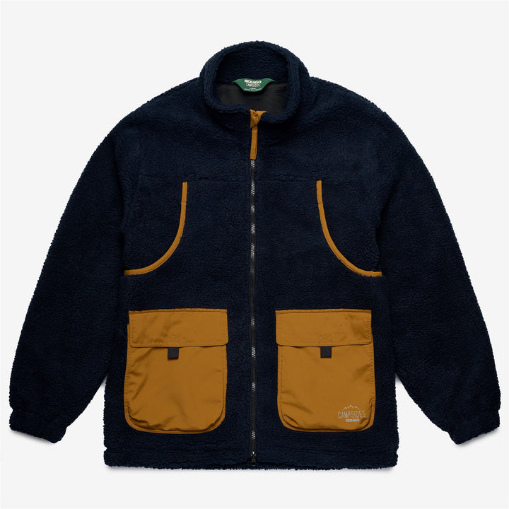 Giacca in Pile Unisex Blu Beige per Tempo Libero con Dettagli a Contrasto 1