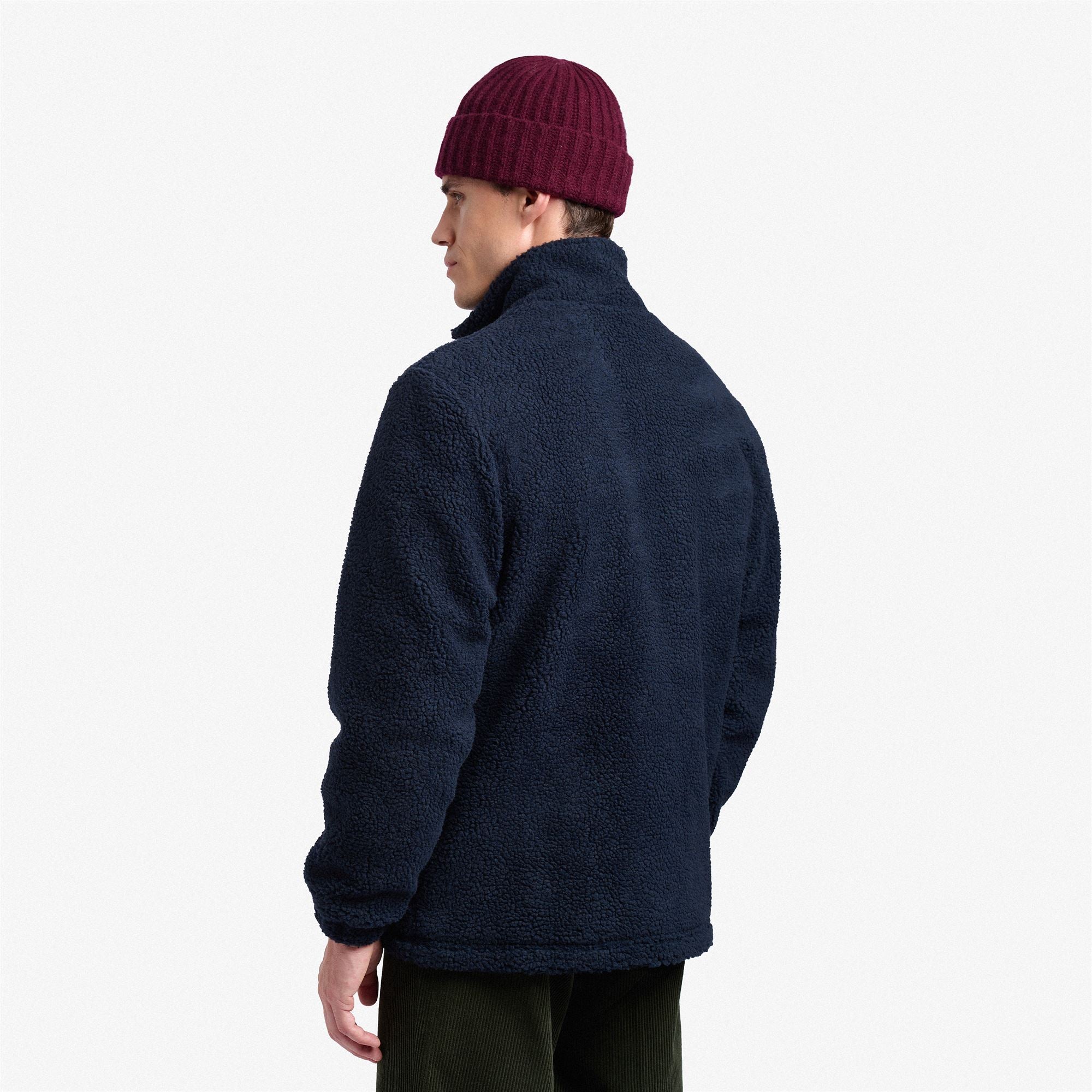 heve ラッフルジャケットBL ネイビー Blue Beige Unisex Fleece Leisure Jacket with Contrast Details | Sebago