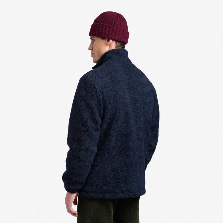 Giacca in Pile Unisex Blu Beige per Tempo Libero con Dettagli a Contrasto 4