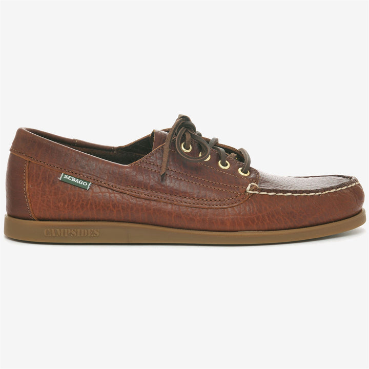Mocasines Docksides de cuero marrón oscuro para hombre, ideales para actividades al aire libre. 1