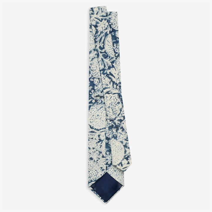 Cravatta da uomo in cotone grigio-blu con stampa a blocchi indiani 2