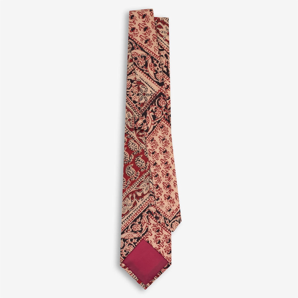 Corbata de algodón naranja para hombre con estampado de bloques indios 02