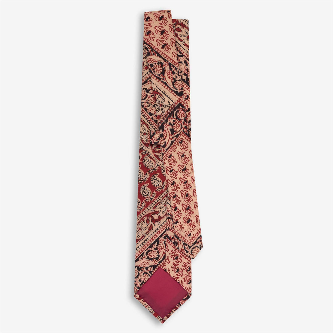 Orange Men's Cotton Tie with Indian Block Print main