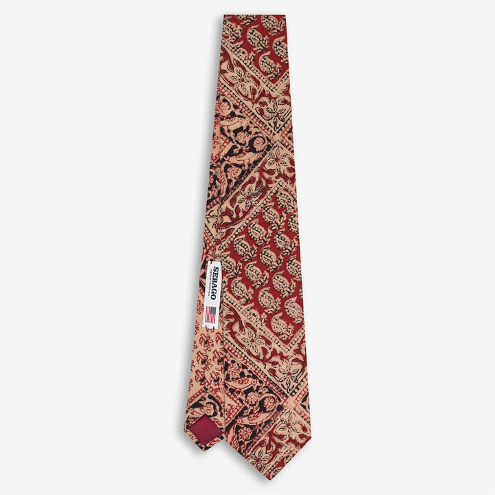 Orange Men's Cotton Tie with Indian Block Print 1